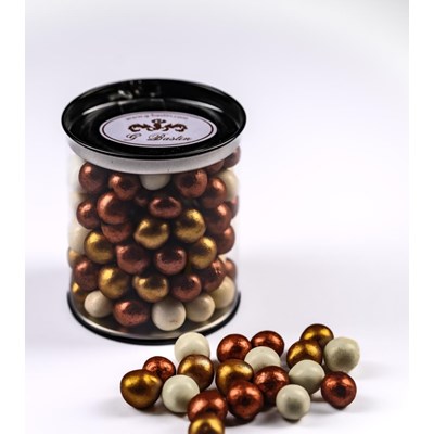Doosje Glitterballs in witte en melkchocolade